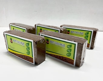 Best Coco Peat - 5 Pack Premium Coconut Coir Pith Bricks | 1.4 Coco Pith Blocks  | 100% Organic | High Expansion | Lowest EC And Ph Balance