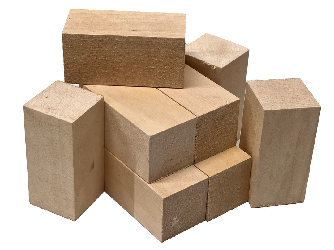 Basswood Blocks for Carving (8 Pieces - 1 1/4 x 1 1/4 x 5) - Wood  Carving Kit with Unfinished Whittling Wood Blank Blocks