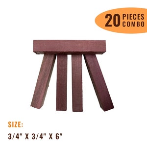 Pack OF 20, Purpleheart Exotic Wood Pen Blanks-3/4" x3/4" x 6"