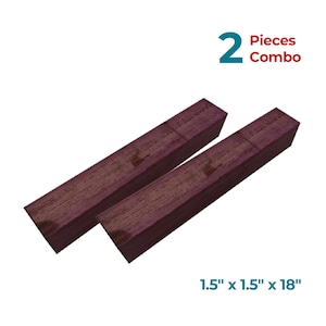 Pack of 2- Purpleheart Turning Wood Blank-(1-1/2"x1-1/2"x18")