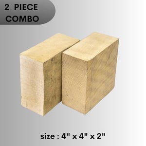 Pack of 2, (4&quot;x4&quot;x2&quot;)- Hard Maple Wood Bowl Blanks | Ideal for Bowl Turning & Woodworking Projects