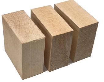 Exotic Wood Zone Set of 3, Basswood Carving Wood Blocks/Bowl Blanks Kit 4&quot; x 4&quot; x 2&quot; | Carved Wood  | Whittling Wood Carving Blocks | DIY