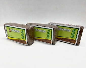 Best Coco Peat - 3 Pack Premium Coconut Coir Pith Bricks | 1.4 Coco Pith Blocks  | 100% Organic | High Expansion | Lowest EC And Ph Balance