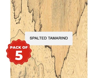 Pack of 5,  Spalted Tamarind Bookmatched Knife Blank/Knife Scales 3/8" x 1-1/2" x 5"  | Small Specialty Object | Knife Handles | Wood Knife