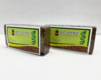Best Coco Peat - 2 Pack Premium Coconut Coir Pith Bricks | 1.4 Coco Pith Blocks  | 100% Organic | High Expansion | Lowest EC And Ph Balance