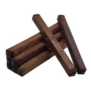Pacote com 8, Madeira exótica de jacarandá indiano para torneamento | Madeira para hobby | 1” x 1” x 12” | Madeira quadrada | Blocos de madeira | Madeira para torno