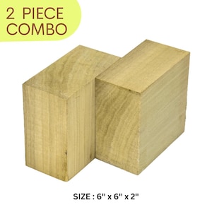Pack of 2, (6"x6"x2")-Premium Yellow Poplar Bowl Blanks | Ideal for Bowl Turning & Woodworking Projects
