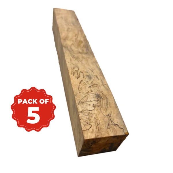 Pack of 5, Spalted Tamarind Turning Wood Blanks 1" x 1" x 12" | Kiln Dried | Knitting Needles | Chair | Bodkins | Pens | Rolling pins