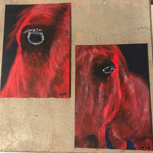 Magic Eye // Original Painting , Horses, Farm , Abstract Art , Acrylic on Canvas , Free US Shipping , Taylor France