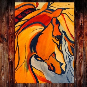 Mosaic Mane // Original Painting , Horses , Abstract Art , Acrylic on Canvas , Free US Shipping , Taylor France