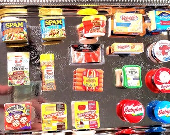 Mini Marcas de Comida en Miniatura Imanes Coleccionables / CARNE Y QUESO / Foodcore Kitchencore Chefcore Comida Cocina Chef Cocinero Panadero LunchLady Estética
