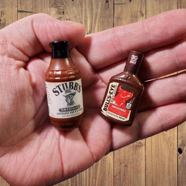 Stubbs and Bull's-eye BBQ Sauce Mini Brands Earrings! FREE SHIPPING Tiny Miniature Food Jewelry Chef Cook Pitmaster Kitchencore Chefcore