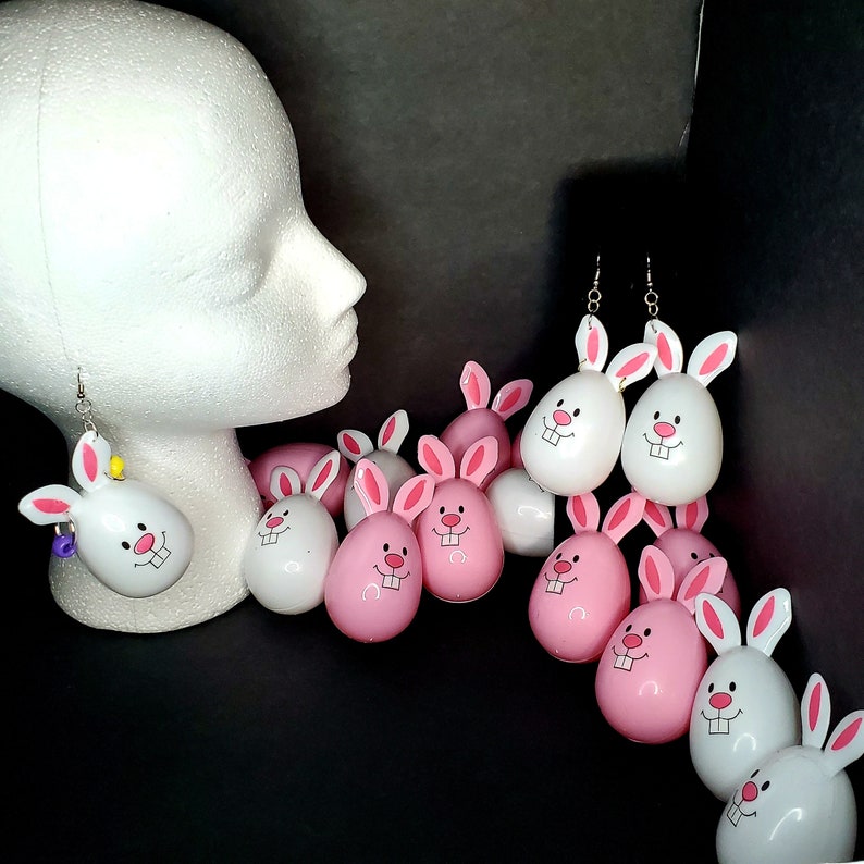 FREE SHIPPING Kidcore Teachercore Toycore Child Play Aesthetic Pierced or Unpierced Bunny Ear Options! Easter 2021 Bunny Egg Earrings
