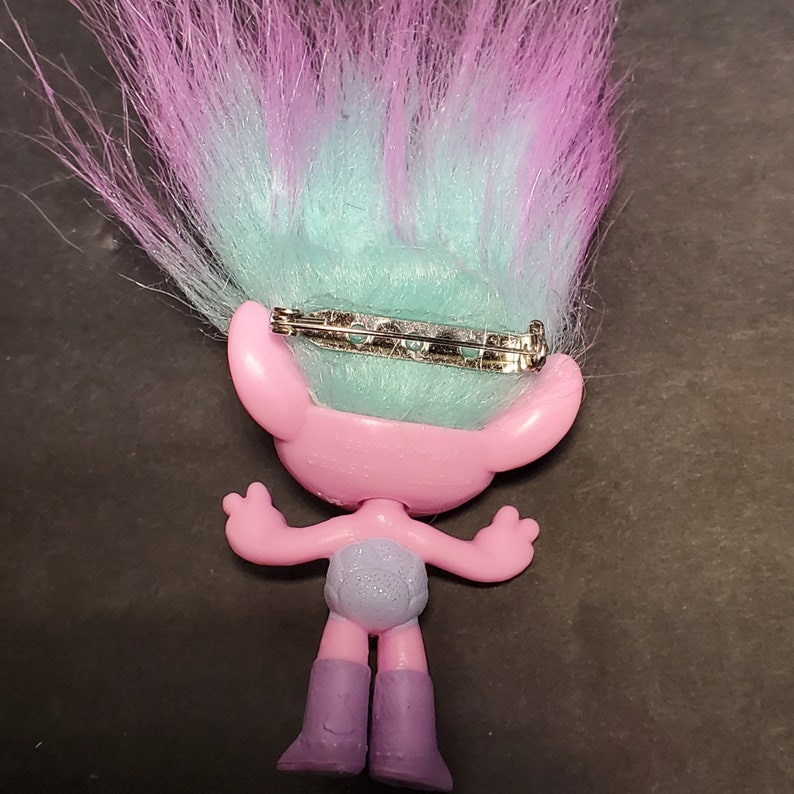 Trolls Upcycled Troll Doll Earrings, Rings, Pin FREE SHIPPING Kidcore Toycore Bubble Kid Goth Pop Play Toy Kandi Rave Festival Aesthetic image 7