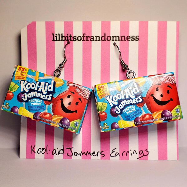 Kool-Aid Jammers Juice Boxes • Tropical Punch Drink Mix • Earrings | Tiny Food Jewelry Foodcore Candycore Sweettok Koolaidtok Sugarcore