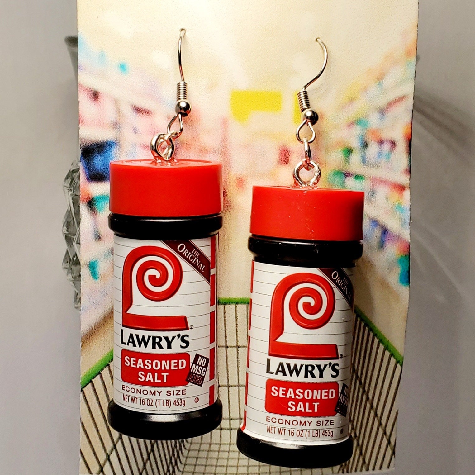 Lawry's Seasoned Salt Mini Brands Earrings | Tiny Food Jewelry | Chef Cook Pitmaster Kitchen Baker Foodcore Cottagecore #Cheftok #Foodtok