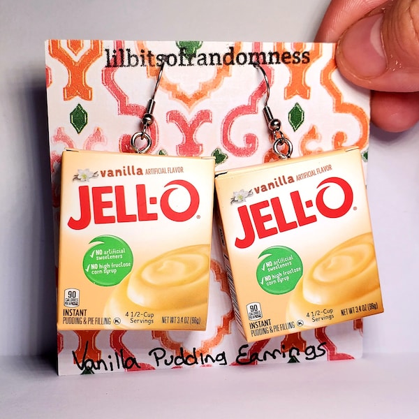 Jello Earrings Strawberry, Vanilla or Chocolate Pudding | Tiny Food Jewelry Candycore Kitchen Baker Foodcore Foodtok Sweettok #JelloSalad