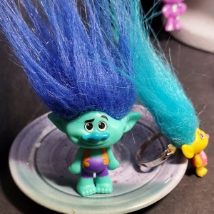 Trolls Upcycled Troll Doll Earrings, Rings, Pin FREE SHIPPING Kidcore Toycore Bubble Kid Goth Pop Play Toy Kandi Rave Festival Aesthetic image 8