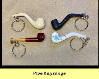 Pipesmoker Keyrings, Keyring, Key Chain, Tobacco Pipe, Tobacciana