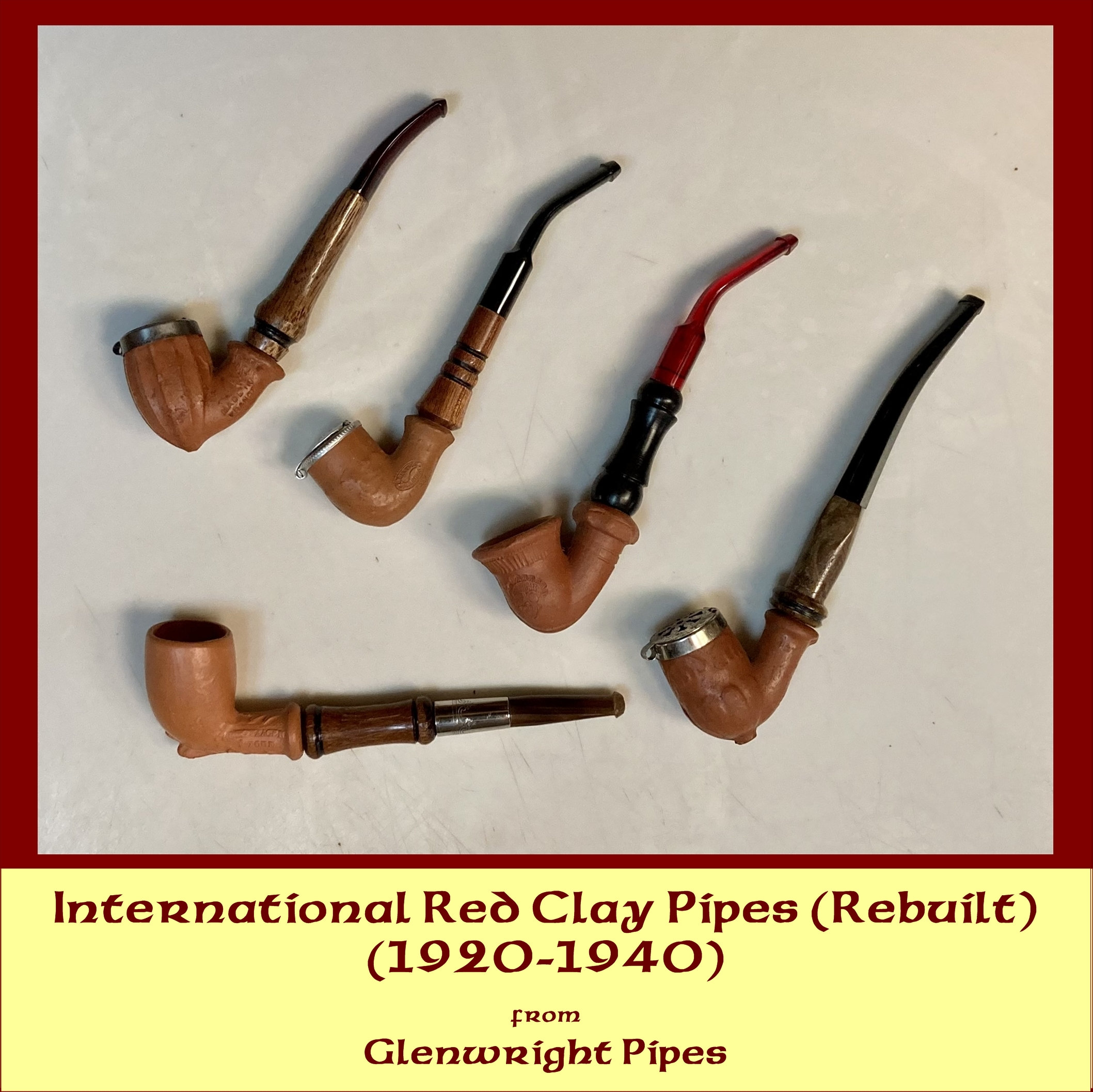 Vintage Red Clay Pipes rebuilt Vintage Pipes Clay Pipe Etsy