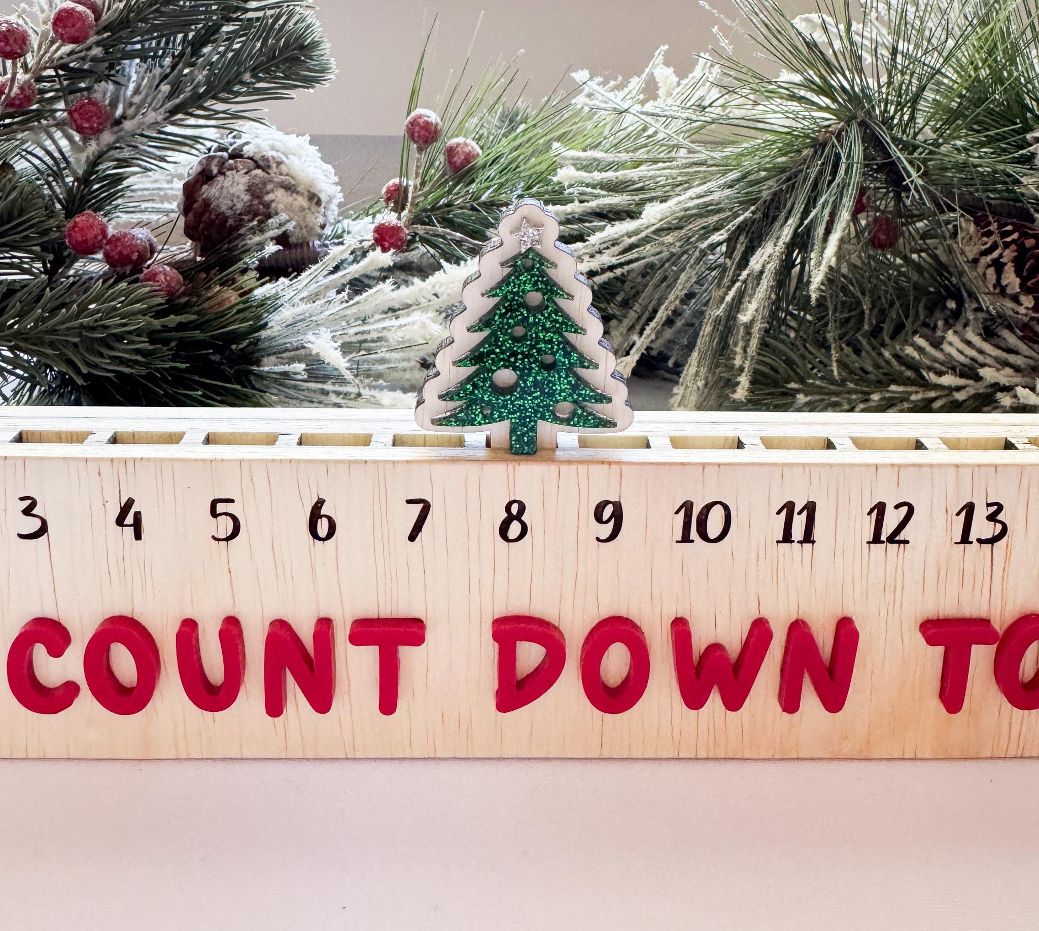 Wood Christmas Countdown Calendar | Holiday Advent Countdown | Laser ...