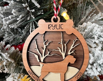 Wirehaired Pointing Griffon Christmas Ornament, WPG, Griffon ornament, personalized ornament, dog ornament.