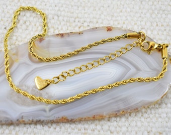 Gold Plated Stainless Steel Rope Chain Anklet