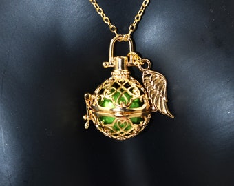 Gold mexikanische Engel Caller Harmony Klang Ball Halskette, Schmuck Geschenk für Frau