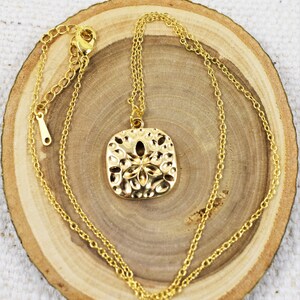 Gold Sand Dollar Pendant Necklace on 18K Gold Filled Chain, Gift for Ocean Lover, Women's Gold Necklace