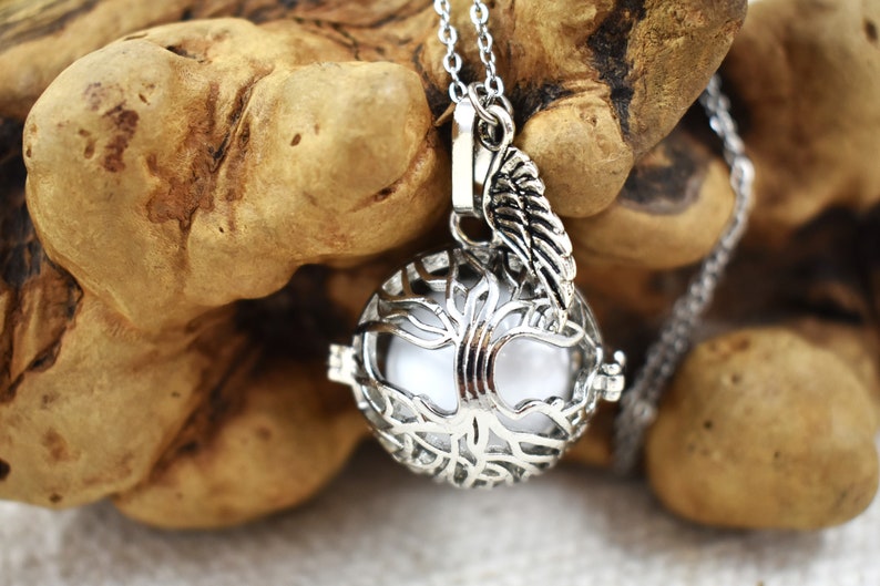 Mexican Angel Caller Harmony Chime Ball, Tree of Life Necklace, Gold or Silver angel caller, angel wing, long chain, angel caller jewelry, chime ball jewelry gift, pregnancy necklace, jewelry for expecting mothers, necklace for wife, Mom gift, sistergift, Mother's day gift, gold tree of life locket jewelry, silver tree of life locket jewelry gift for her, guardian angel caller chime ball necklace, pregnancy jewelry, Birthday gift for her, Christmas gift for her