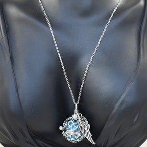Silver Angel Caller Bola Necklace: Heart Cut-outs, Wing Charm - Etsy