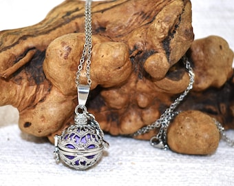 Silver Angel Caller Bola Necklace with Harmony Chime, Wing Charm, 30 inch Chain