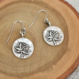 Antike Silber Lotus Blume Ohrringe: Sterling Silber Ohrdrähte