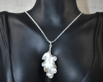 Oak Leaf Silver Necklace, Jewelry Gift