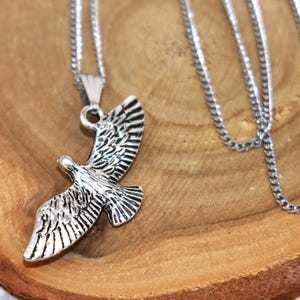 Silver Eagle Necklace, 3D Bird Pendant on 316 Stainless Steel Chain, Necklace Jewelry Gift