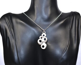 Silver Circles Pendant Necklace, Jewelry Gift For Her