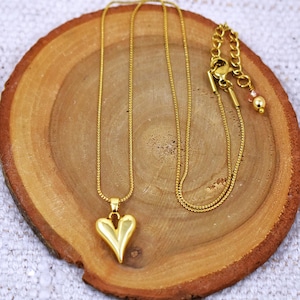Gold Heart Pendant Necklace, Minimalist 18K Gold Plated Dainty Heart Necklace, Jewelry Gift For Her