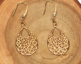 Gold Teardrop Earrings, Jewelry Gift For Her
