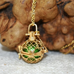 Collar con bola de armonía y llamador de ángeles mexicanos de oro, regalo de joyería para mujer