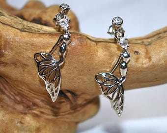 Silver Mermaid Earrings with Cubic Zirconia, Jewelry Gift For Her