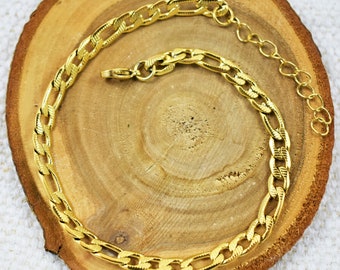 Pulsera de tobillo con cadena de eslabones cubanos chapada en oro