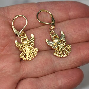 Satin Gold Angel Earrings: 18K Gold Plated Wires image 8