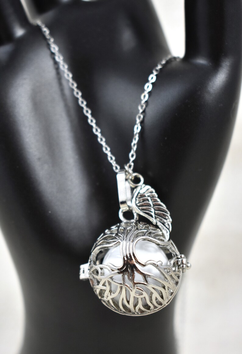 Mexican Angel Caller Harmony Chime Ball, Tree of Life Necklace, Gold or Silver angel caller, angel wing, long chain, angel caller jewelry, chime ball jewelry gift, pregnancy necklace, jewelry for expecting mothers, necklace for wife, Mom gift, sister gift, Mother's day gift, gold tree of life locket jewelry, silver tree of life locket jewelry gift for her, guardian angel caller chime ball necklace, pregnancy jewelry, Birthday gift for her, Christmas gift for her