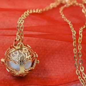Mexican Angel Caller Harmony Chime Ball, Tree of Life Necklace, Gold or Silver angel caller, angel wing, long chain, angel caller jewelry, chime ball jewelry gift, pregnancy necklace, jewelry for expecting mothers, necklace for wife, Mom gift, sister gift, Mother's day gift, gold tree of life locket jewelry, silver tree of life locket jewelry gift for her, guardian angel caller chime ball necklace, pregnancy jewelry, Birthday gift for her, Christmas gift for her