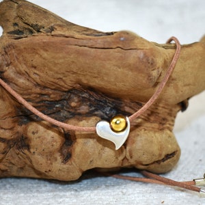 Silver Heart Pendant: Genuine Leather Cord Necklace