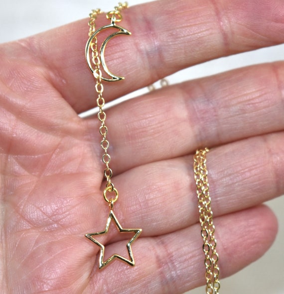 Collier Lariat BaubleBar Doré - Pendentif Lune Turquoise Et étoile - Style 90's - Neuf Avec étiquettes