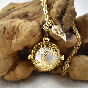 Mexican Angel Caller Harmony Chime Ball, Tree of Life Necklace, Gold or Silver angel caller, angel wing, long chain, angel caller jewelry, chime ball jewelry gift, pregnancy necklace, jewelry for expecting mothers, necklace for wife, Mom gift, gift for sister, Mother's day gift, gold tree of life locket jewelry, silver tree of life locket jewelry gift for her, guardian angel caller chime ball necklace, pregnancy jewelry, Birthday gift for her, Christmas gift for her