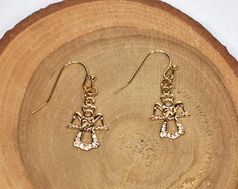 Dainty Gold or Silver Angel Earrings, Jewelry Gift For Her