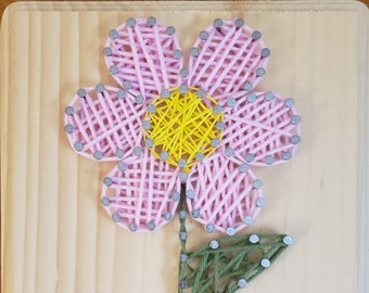 Daisy Flower Plant Decor, String Art Bedroom Playroom Sign Wooden Board