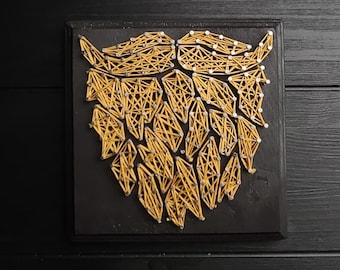 The Beard Club Logo, Men's String Art, Home Decor, Man Cave Sign, String Art Wooden Board